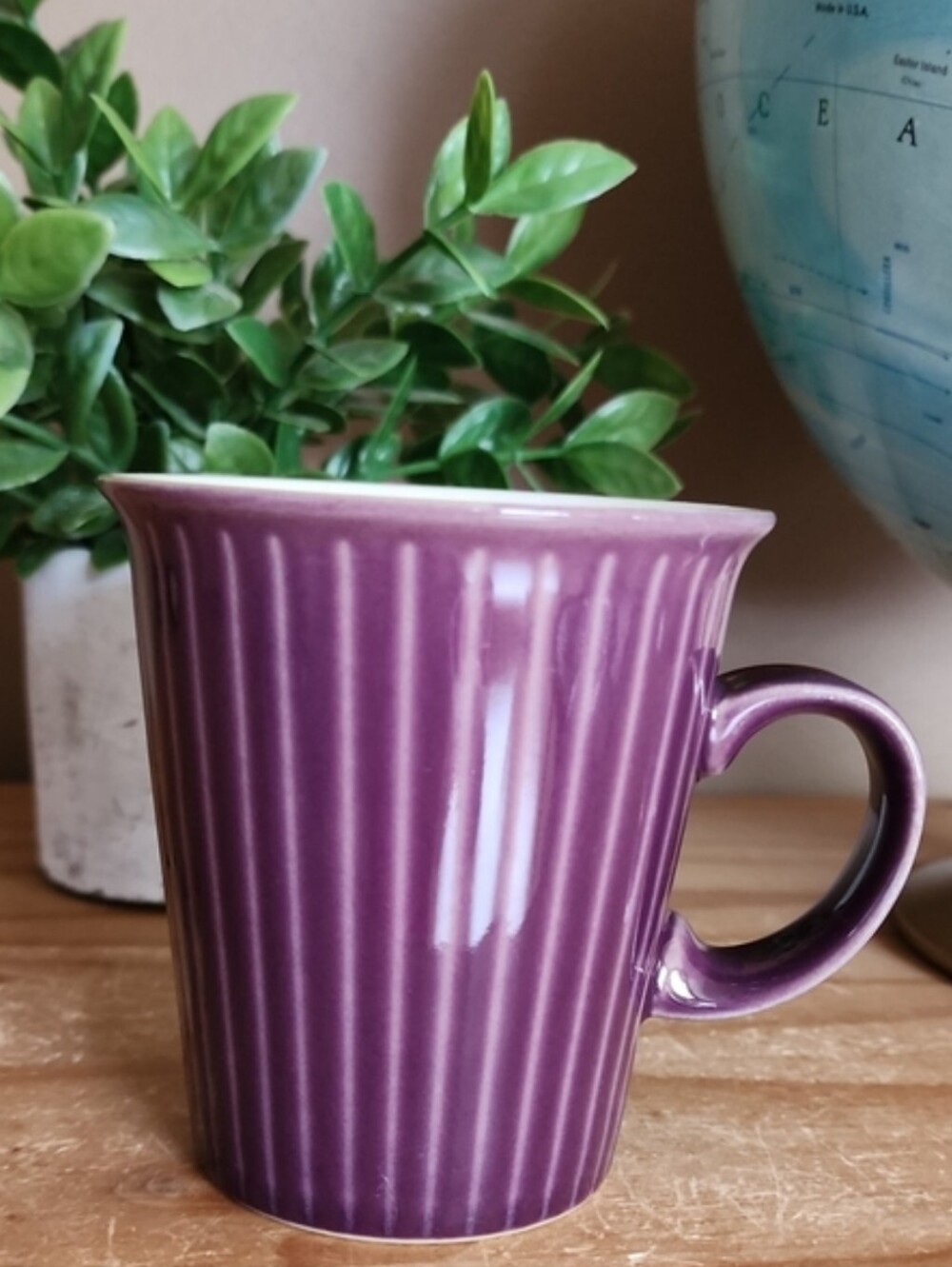 Denby Storm Plum Ribbed Ceramic Mug